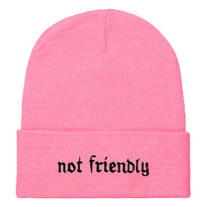 Not Friendly Embroidered Beanie Hat-Feminist Apparel, Feminist Gift, Feminist Cuffed Beanie Hat, BB45-The Spark Company