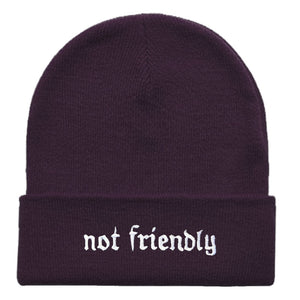 Not Friendly Embroidered Beanie Hat-Feminist Apparel, Feminist Gift, Feminist Cuffed Beanie Hat, BB45-The Spark Company