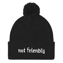 Load image into Gallery viewer, Not Friendly Embroidered Pom Pom Beanie Hat-Feminist Apparel, Feminist Gift, Feminist Beanie Hat BB426-The Spark Company