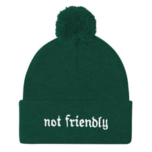 Load image into Gallery viewer, Not Friendly Embroidered Pom Pom Beanie Hat-Feminist Apparel, Feminist Gift, Feminist Beanie Hat BB426-The Spark Company