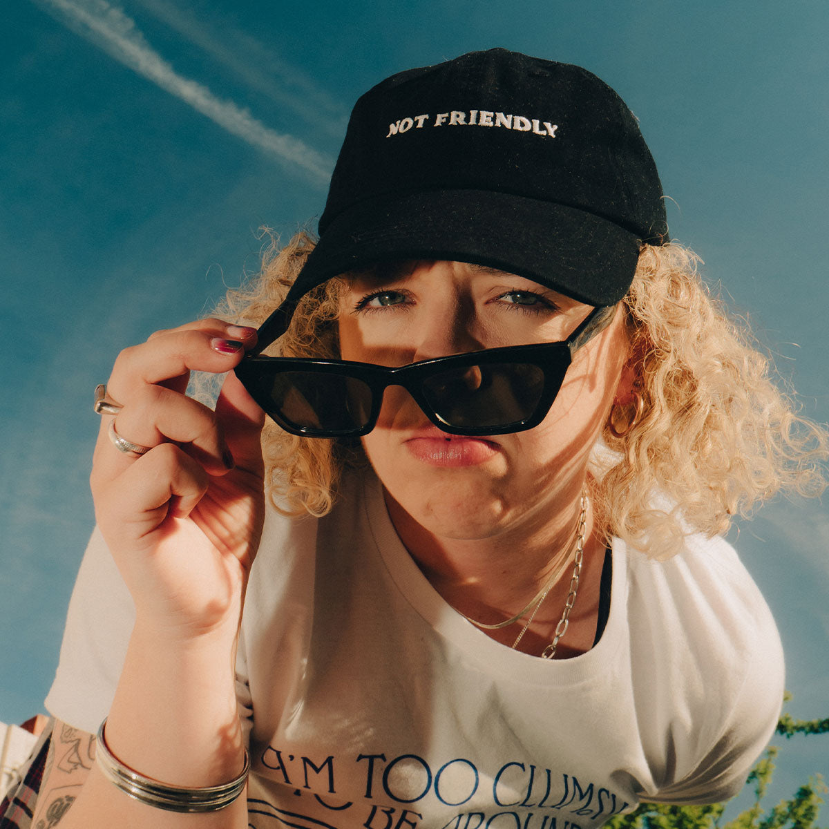 Not Friendly Slogan Cap-Feminist Apparel, Feminist Gift, Slogan Cap, BC653-The Spark Company