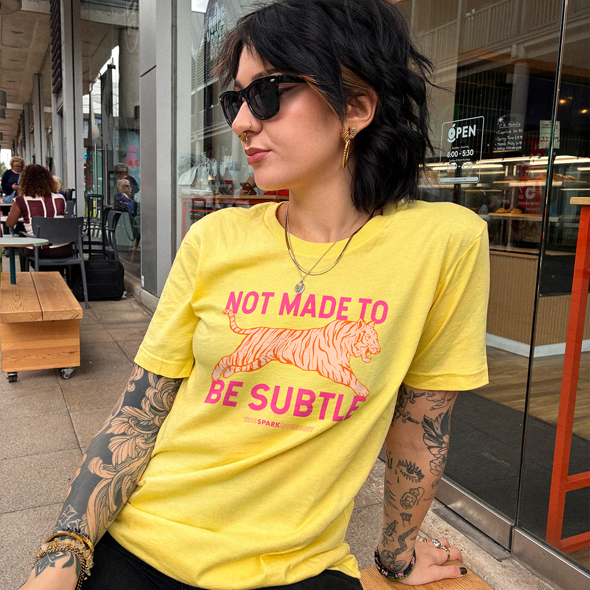 Not Made To Be Subtle Dopamine T-Shirt-Feminist Apparel, Feminist Clothing, Feminist T Shirt, BC3001-The Spark Company
