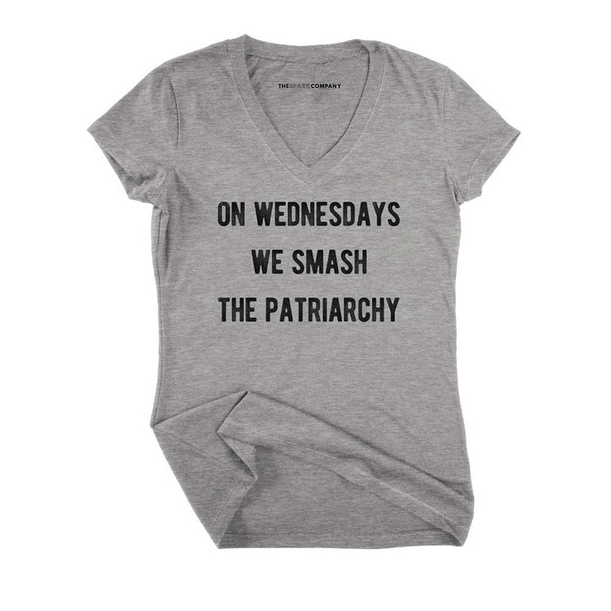 On Wednesdays We Smash The Patriarchy Fitted V-Neck T-Shirt | The Spark ...