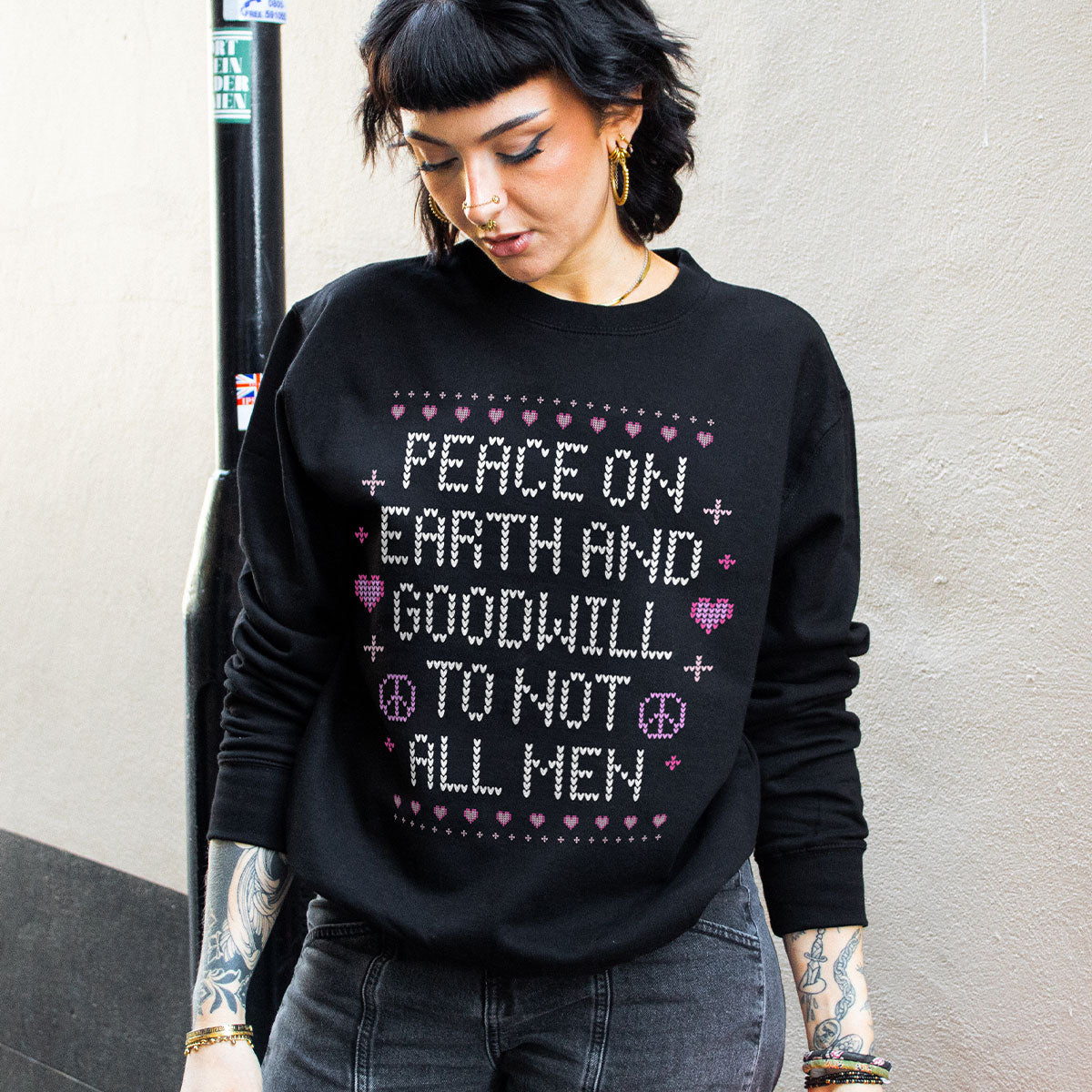 Peace On Earth Ugly Christmas Jumper-Feminist Apparel, Feminist Clothing, Feminist Sweatshirt, JH030-The Spark Company