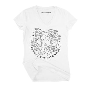 Petrify The Patriarchy Fitted V-Neck T-Shirt-Feminist Apparel, Feminist Clothing, Feminist Fitted V-Neck T Shirt, Evoker-The Spark Company