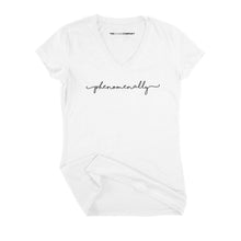 Load image into Gallery viewer, Phenomenal Woman Fitted V-Neck T-Shirt-Feminist Apparel, Feminist Clothing, Feminist Fitted V-Neck T Shirt, Evoker-The Spark Company