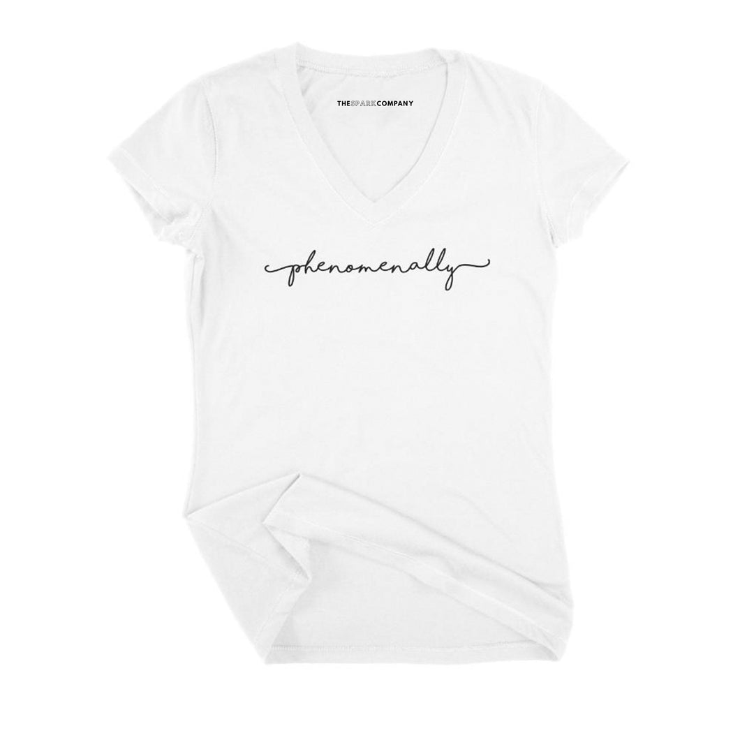 Phenomenal Woman Fitted V-Neck T-Shirt-Feminist Apparel, Feminist Clothing, Feminist Fitted V-Neck T Shirt, Evoker-The Spark Company