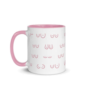 Pink Boobs Mug-Feminist Apparel, Feminist Gift, Feminist Coffee Mug, 11oz White Ceramic-The Spark Company
