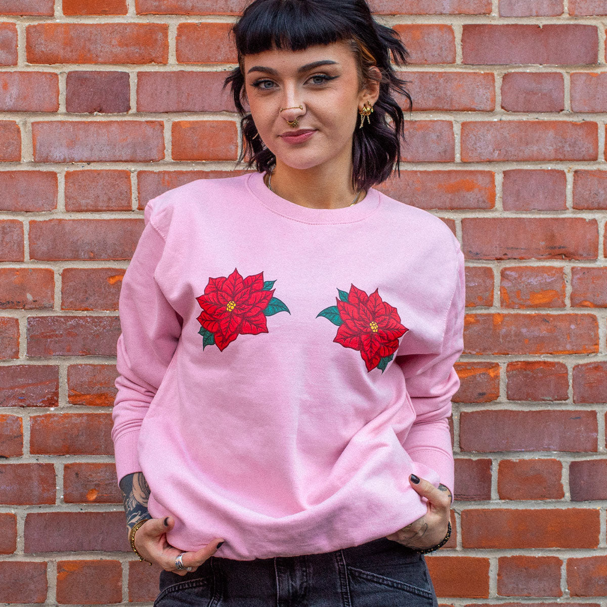 Poinsettia Tits Christmas Jumper-Feminist Apparel, Feminist Clothing, Feminist Sweatshirt, JH030-The Spark Company