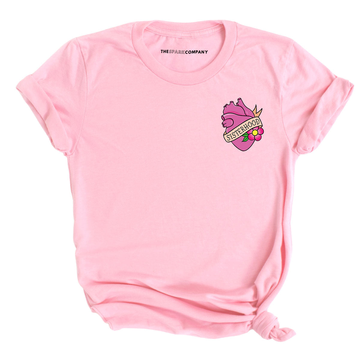 Pretty In Ink Collab Sisterhood Pocket T-Shirt-Feminist Apparel, Feminist Clothing, Feminist T Shirt, BC3001-The Spark Company