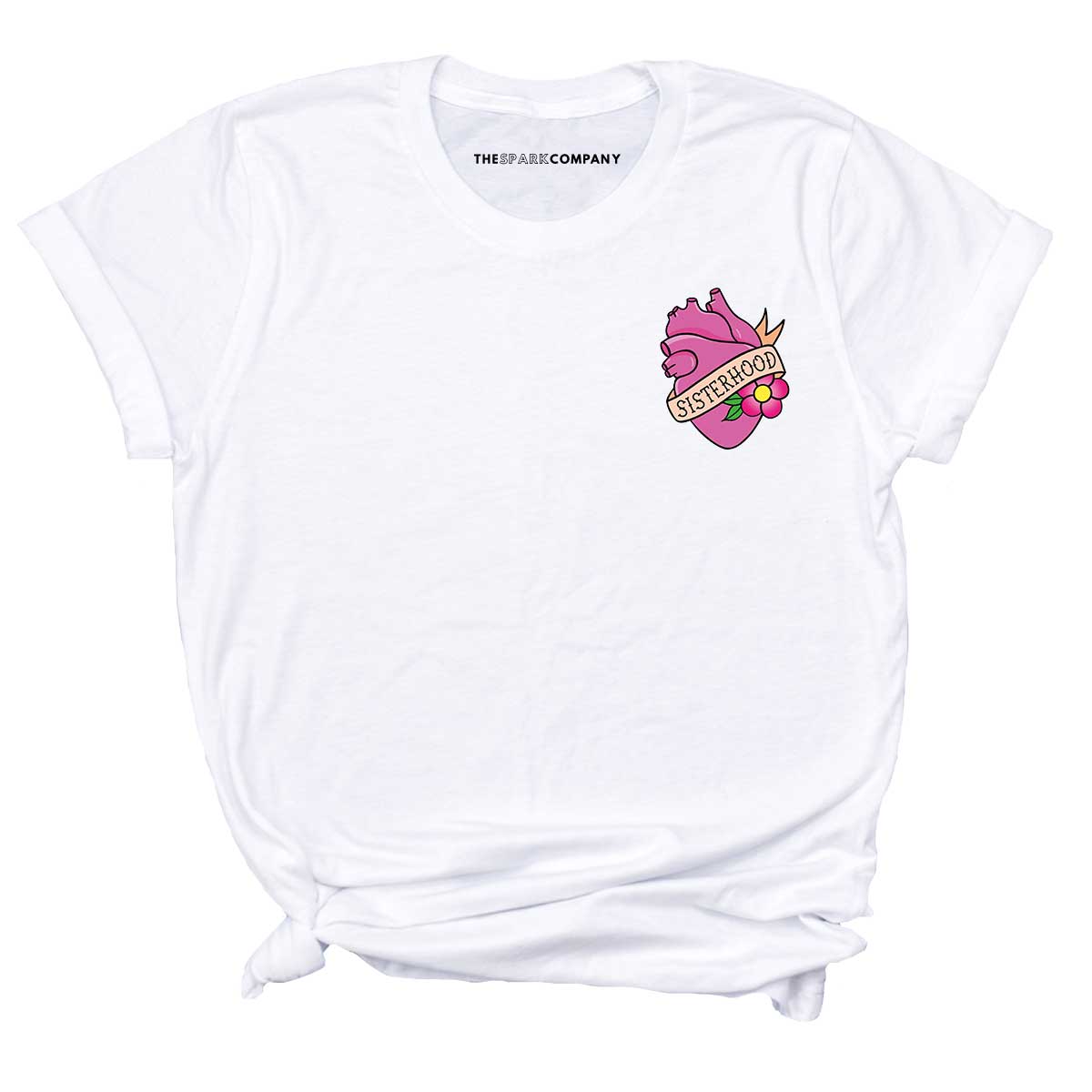 Pretty In Ink Collab Sisterhood Pocket T-Shirt-Feminist Apparel, Feminist Clothing, Feminist T Shirt, BC3001-The Spark Company