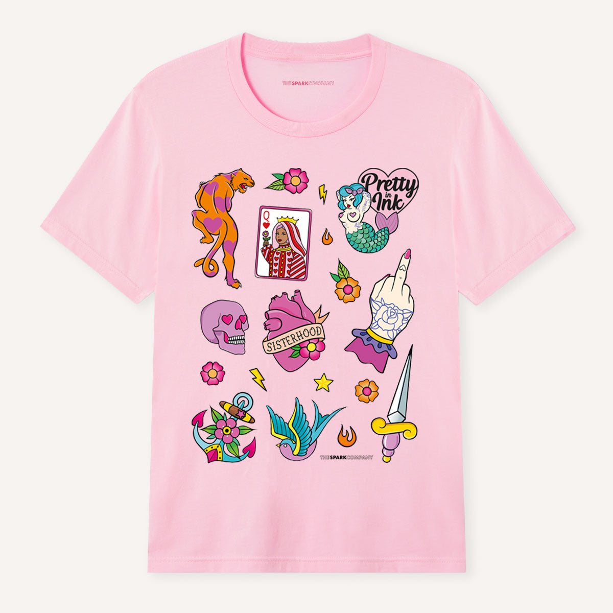 Pretty In Ink Collab T-Shirt-Feminist Apparel, Feminist Clothing, Feminist T Shirt, BC3001-The Spark Company