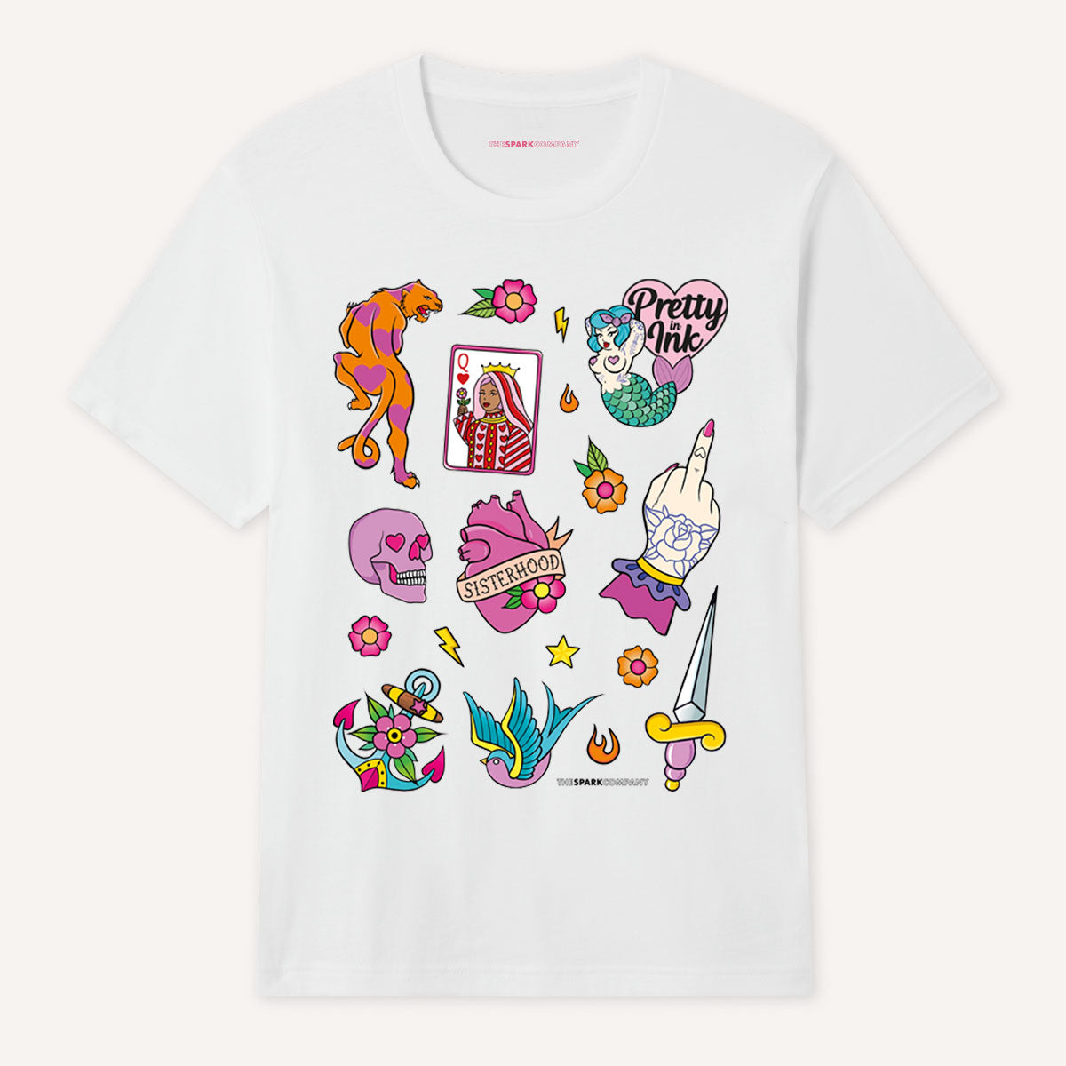 Pretty In Ink Collab T-Shirt-Feminist Apparel, Feminist Clothing, Feminist T Shirt, BC3001-The Spark Company