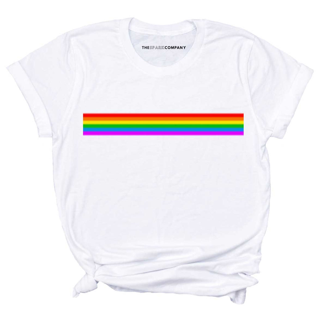 Pride Flag Stripe T-Shirt-LGBT Apparel, LGBT Clothing, LGBT T Shirt, BC3001-The Spark Company