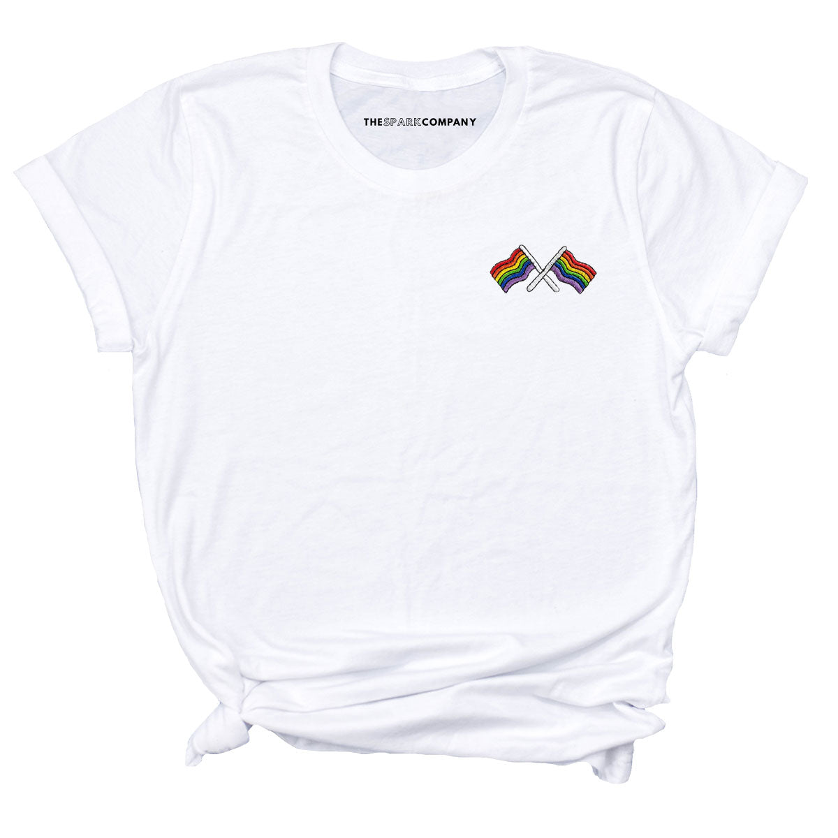 Pride Flags Embroidered T-Shirt-LGBT Apparel, LGBT Clothing, LGBT T Shirt, BC3001-The Spark Company