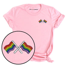 Load image into Gallery viewer, Pride Flags Embroidered T-Shirt-LGBT Apparel, LGBT Clothing, LGBT T Shirt, BC3001-The Spark Company