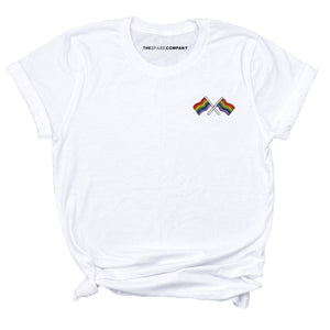 Pride Flags Embroidered T-Shirt-LGBT Apparel, LGBT Clothing, LGBT T Shirt, BC3001-The Spark Company
