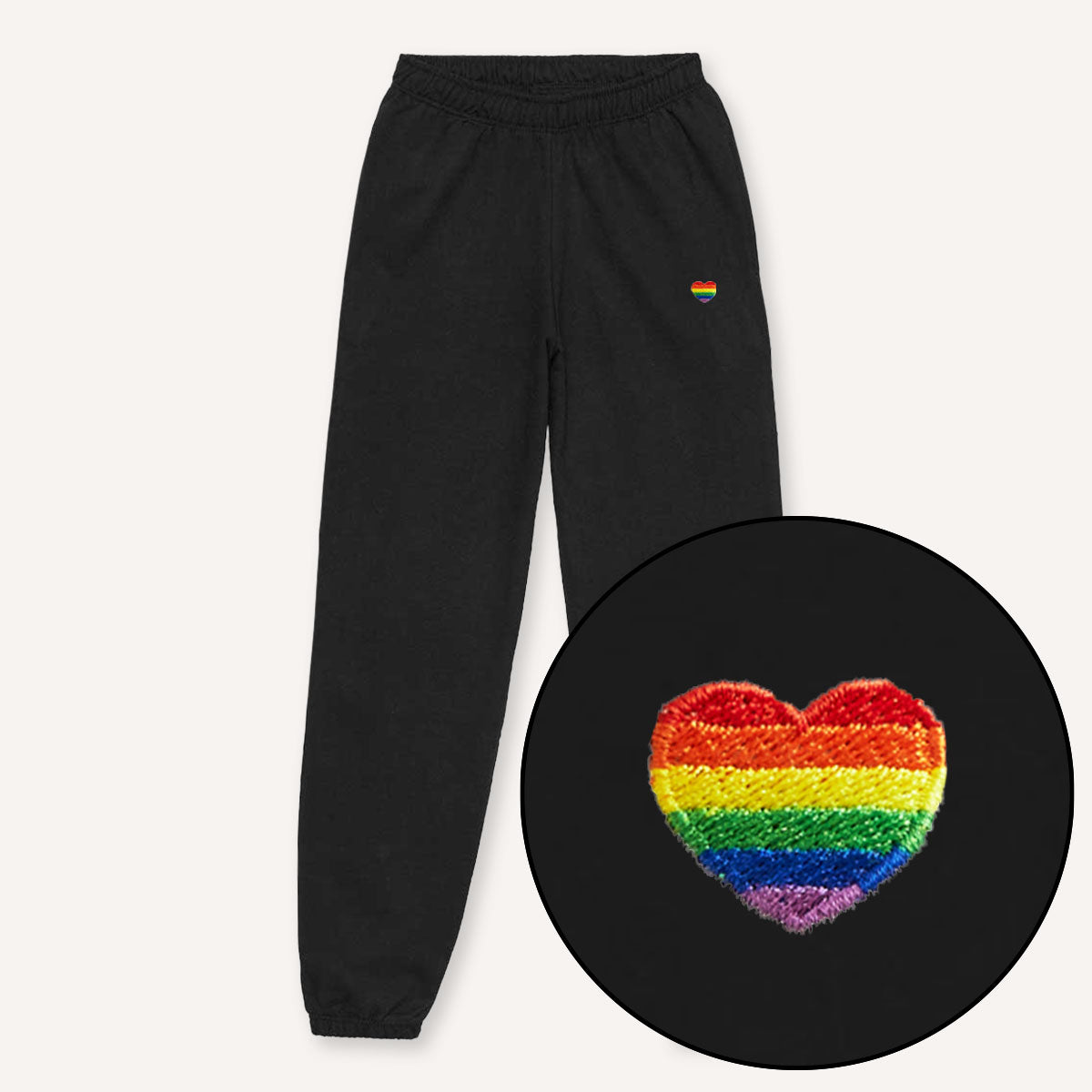Pride Heart Embroidery Detail Joggers-Feminist Apparel, Feminist Clothing, Feminist joggers, JH072-The Spark Company