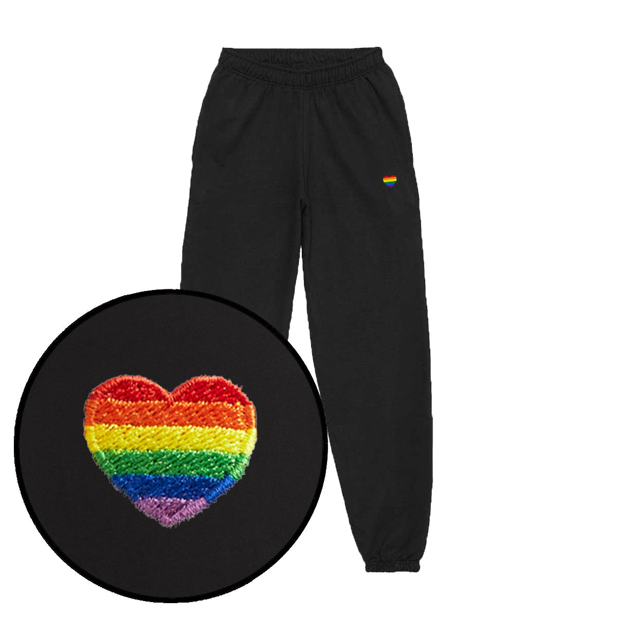Pride Heart Embroidery Detail Joggers-Feminist Apparel, Feminist Clothing, Feminist joggers, JH072-The Spark Company