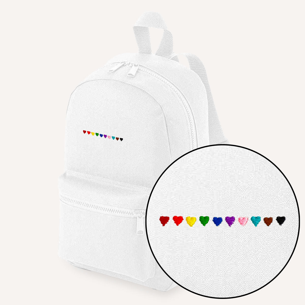 Pride Hearts Embroidered Mini Backpack | The Spark Company