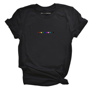 Pride Hearts Embroidered T-Shirt-LGBT Apparel, LGBT Clothing, LGBT T Shirt, BC3001-The Spark Company