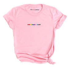 Load image into Gallery viewer, Pride Hearts Embroidered T-Shirt-LGBT Apparel, LGBT Clothing, LGBT T Shirt, BC3001-The Spark Company