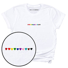 Load image into Gallery viewer, Pride Hearts Embroidered T-Shirt-LGBT Apparel, LGBT Clothing, LGBT T Shirt, BC3001-The Spark Company