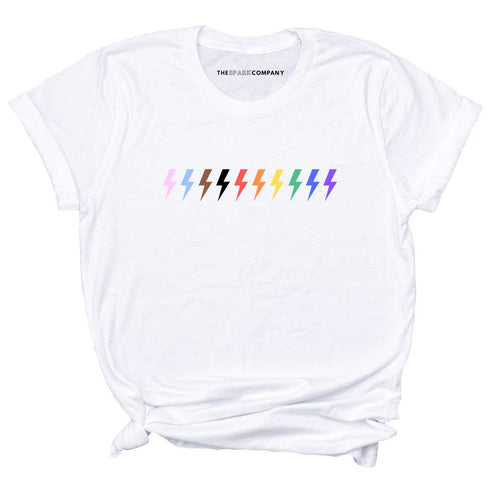 Pride Lightning T-Shirt-Feminist Apparel, Feminist Clothing, Feminist T Shirt, BC3001-The Spark Company