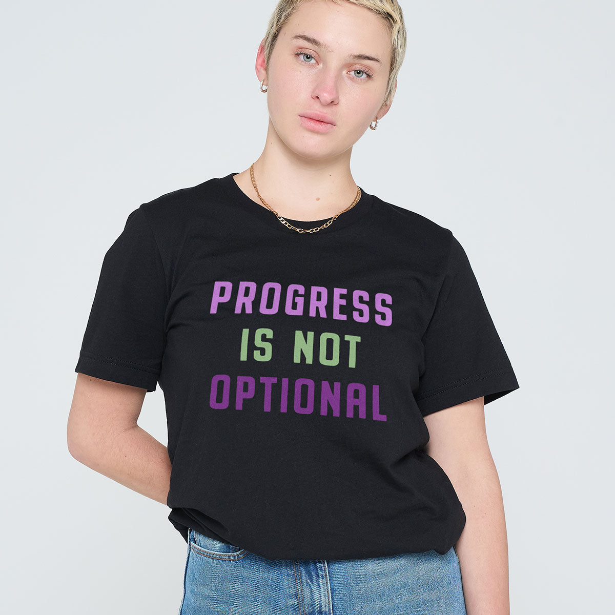 Progress Is Not Optional T-Shirt-Feminist Apparel, Feminist Clothing, Feminist T Shirt, BC3001-The Spark Company
