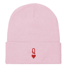 Load image into Gallery viewer, Queen Tiny Embroidery Detail Beanie Hat-Feminist Apparel, Feminist Gift, Feminist Cuffed Beanie Hat, BB45-The Spark Company