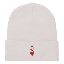 Load image into Gallery viewer, Queen Tiny Embroidery Detail Beanie Hat-Feminist Apparel, Feminist Gift, Feminist Cuffed Beanie Hat, BB45-The Spark Company