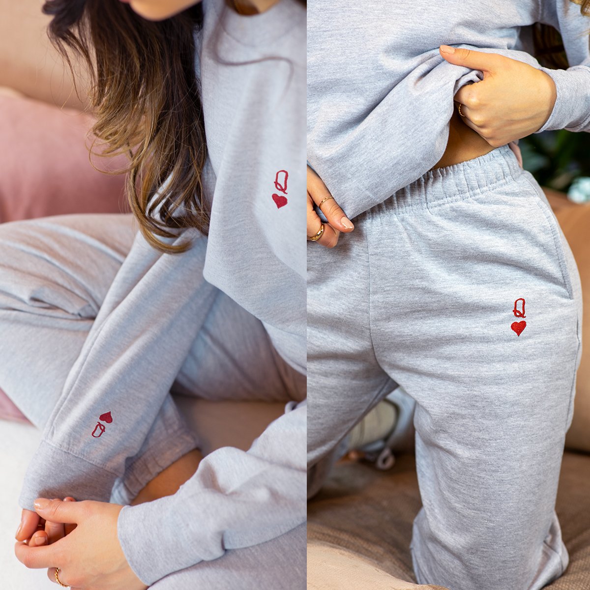 Queen Tiny Embroidery Detail Joggers-Feminist Apparel, Feminist Clothing, Feminist joggers, JH072-The Spark Company