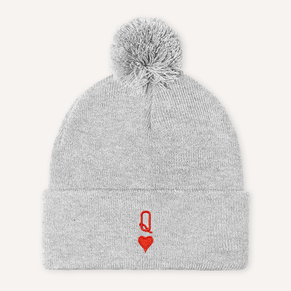 Queen Tiny Embroidery Detail Pom Pom Beanie Hat-Feminist Apparel, Feminist Gift, Feminist Beanie Hat BB426-The Spark Company