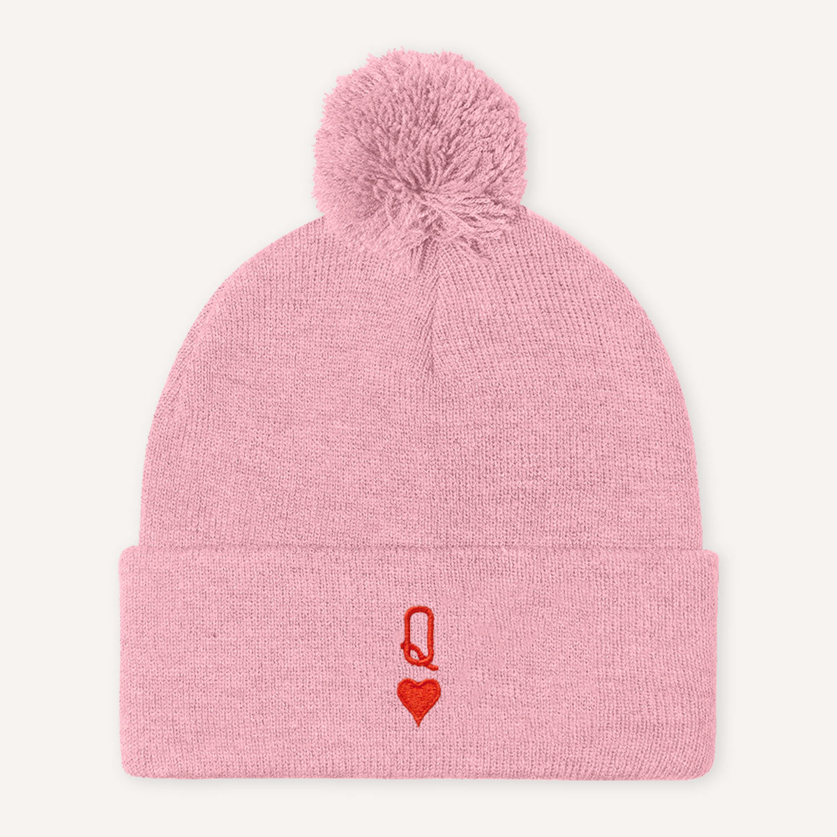 Queen Tiny Embroidery Detail Pom Pom Beanie Hat-Feminist Apparel, Feminist Gift, Feminist Beanie Hat BB426-The Spark Company