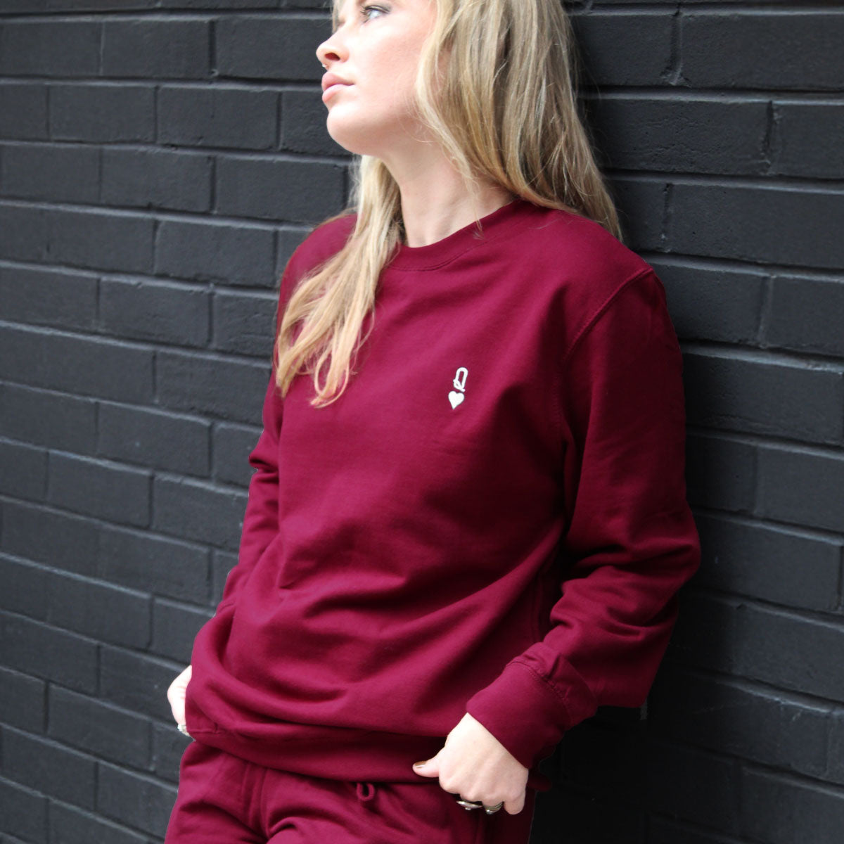 Queen Tiny Embroidery Detail Sweatshirt-Feminist Apparel, Feminist Clothing, Feminist Sweatshirt, JH030-The Spark Company