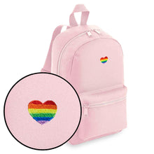 Load image into Gallery viewer, Rainbow Heart Embroidered Mini Backpack-LGBT Apparel, LGBT Gift, LGBT Mini Backpack, BG153-The Spark Company