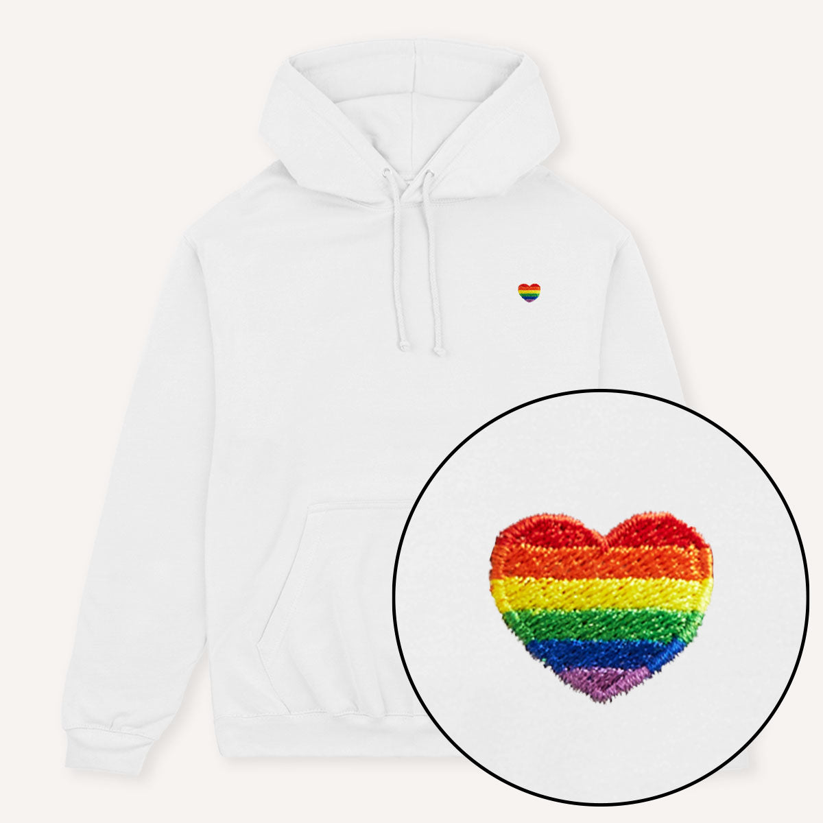 Rainbow Heart Embroidery Detail Hoodie-Feminist Apparel, Feminist Clothing, Feminist Hoodie, JH001-The Spark Company