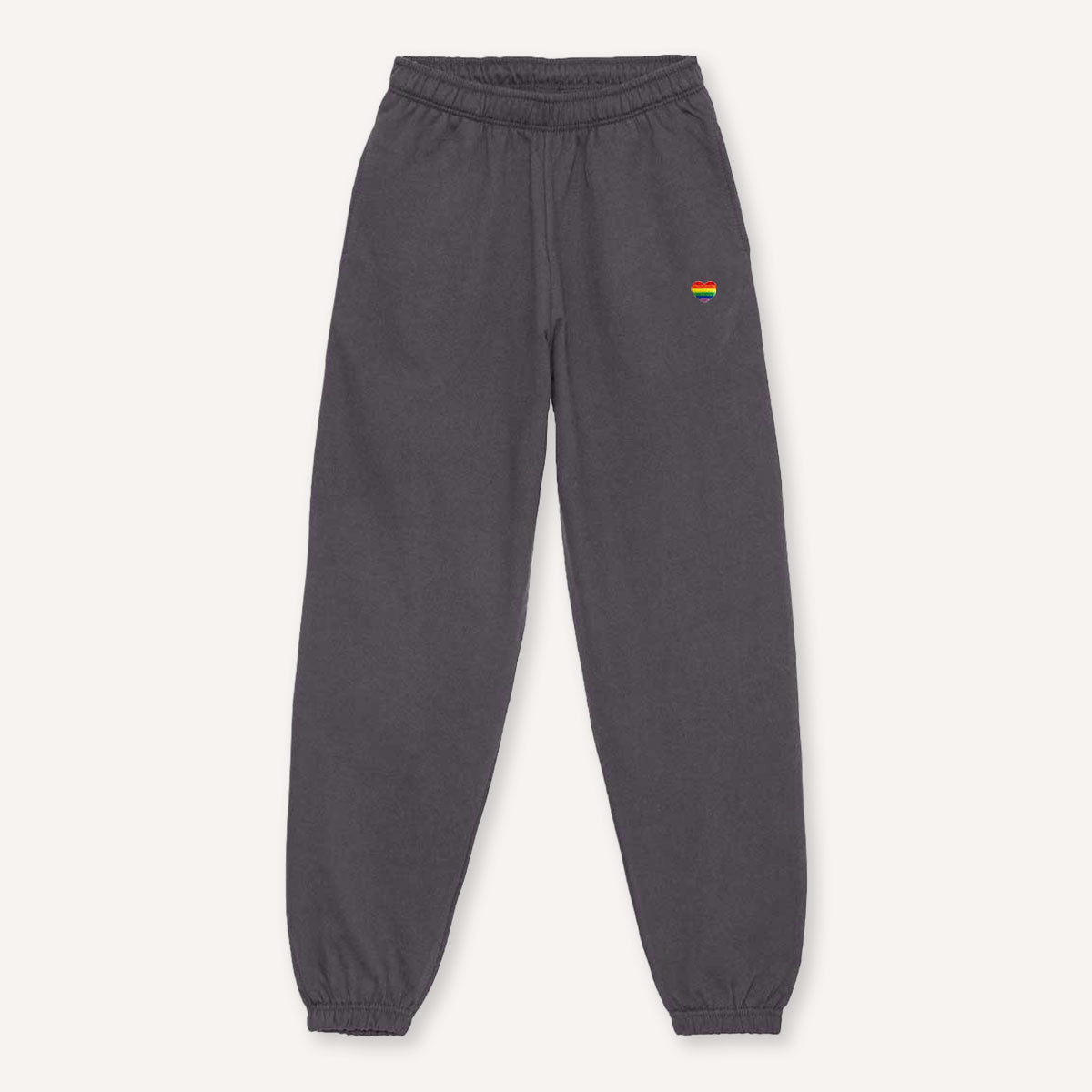 Rainbow Heart Embroidery Detail Joggers-Feminist Apparel, Feminist Clothing, Feminist joggers, JH072-The Spark Company