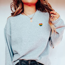 Load image into Gallery viewer, Rainbow Heart Embroidery Detail Sweatshirt-LGBT Apparel, LGBT Clothing, LGBT Sweatshirt, JH030-The Spark Company