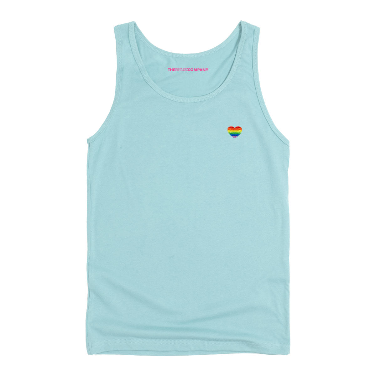 Rainbow Heart Embroidery Detail Tank Top-LGBT Apparel, LGBT Clothing, LGBT Tank, 03980-The Spark Company