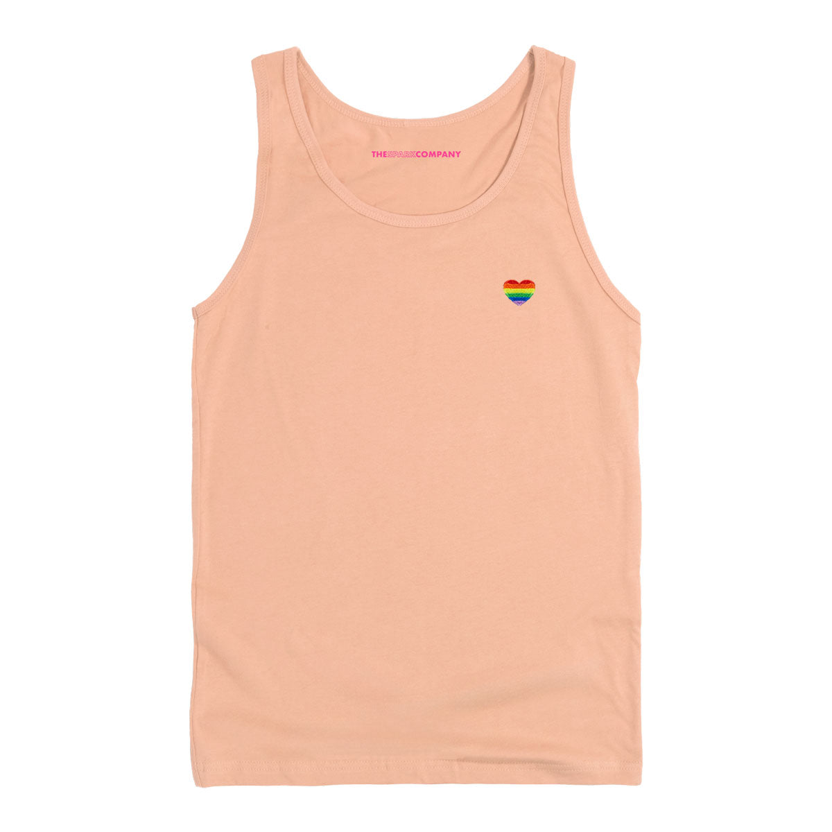 Rainbow Heart Embroidery Detail Tank Top-LGBT Apparel, LGBT Clothing, LGBT Tank, 03980-The Spark Company