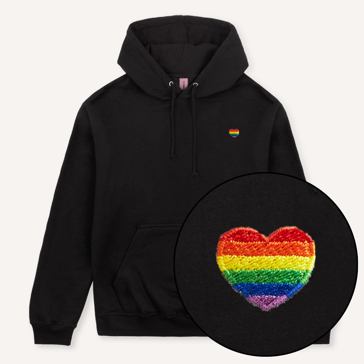 Rainbow Heart Embroidery Detail Hoodie