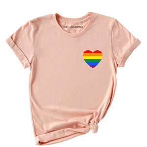 Rainbow Heart T-Shirt-LGBT Apparel, LGBT Clothing, LGBT T Shirt, BC3001-The Spark Company