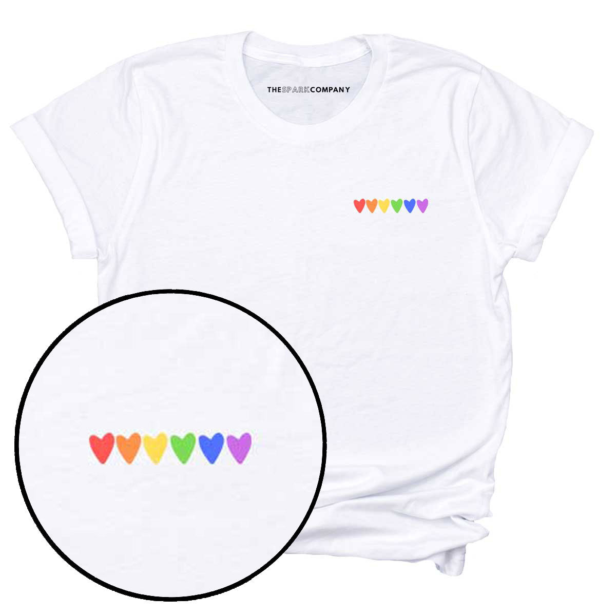 Rainbow Hearts T-Shirt-Feminist Apparel, Feminist Clothing, Feminist T Shirt, BC3001-The Spark Company