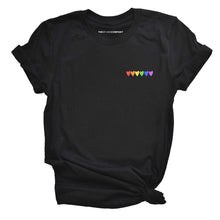 Load image into Gallery viewer, Rainbow Hearts T-Shirt-Feminist Apparel, Feminist Clothing, Feminist T Shirt, BC3001-The Spark Company