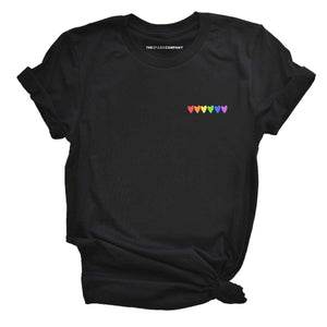 Rainbow Hearts T-Shirt-Feminist Apparel, Feminist Clothing, Feminist T Shirt, BC3001-The Spark Company