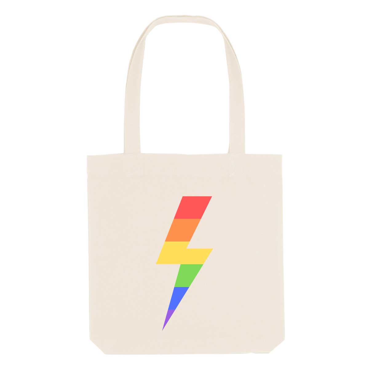 Rainbow Lightning Bolt Strong As Hell Tote Bag-LGBT Apparel, LGBT Gift, LGBT Tote Bag-The Spark Company