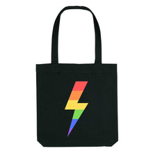 Load image into Gallery viewer, Rainbow Lightning Bolt Strong As Hell Tote Bag-LGBT Apparel, LGBT Gift, LGBT Tote Bag-The Spark Company