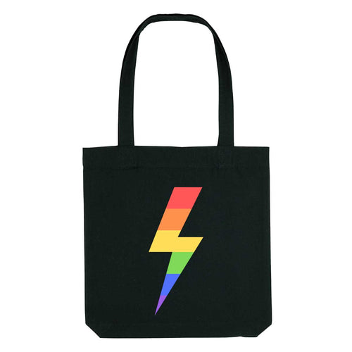 Rainbow Lightning Bolt Strong As Hell Tote Bag-LGBT Apparel, LGBT Gift, LGBT Tote Bag-The Spark Company