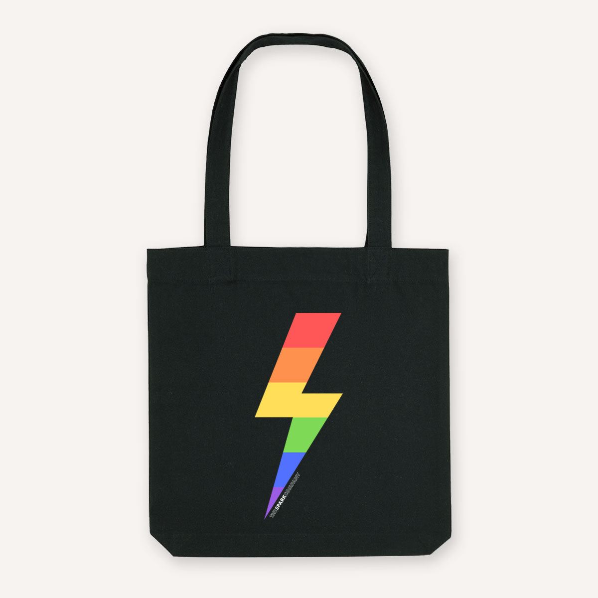 Rainbow Lightning Bolt Strong As Hell Tote Bag-LGBT Apparel, LGBT Gift, LGBT Tote Bag-The Spark Company